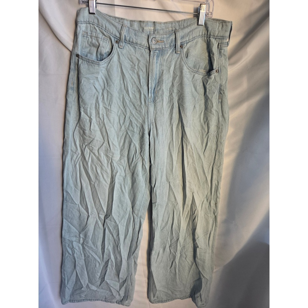 Old Navy Baggy Wide Leg Jeans Womens Light Blue Light Wash Baggy High Rise